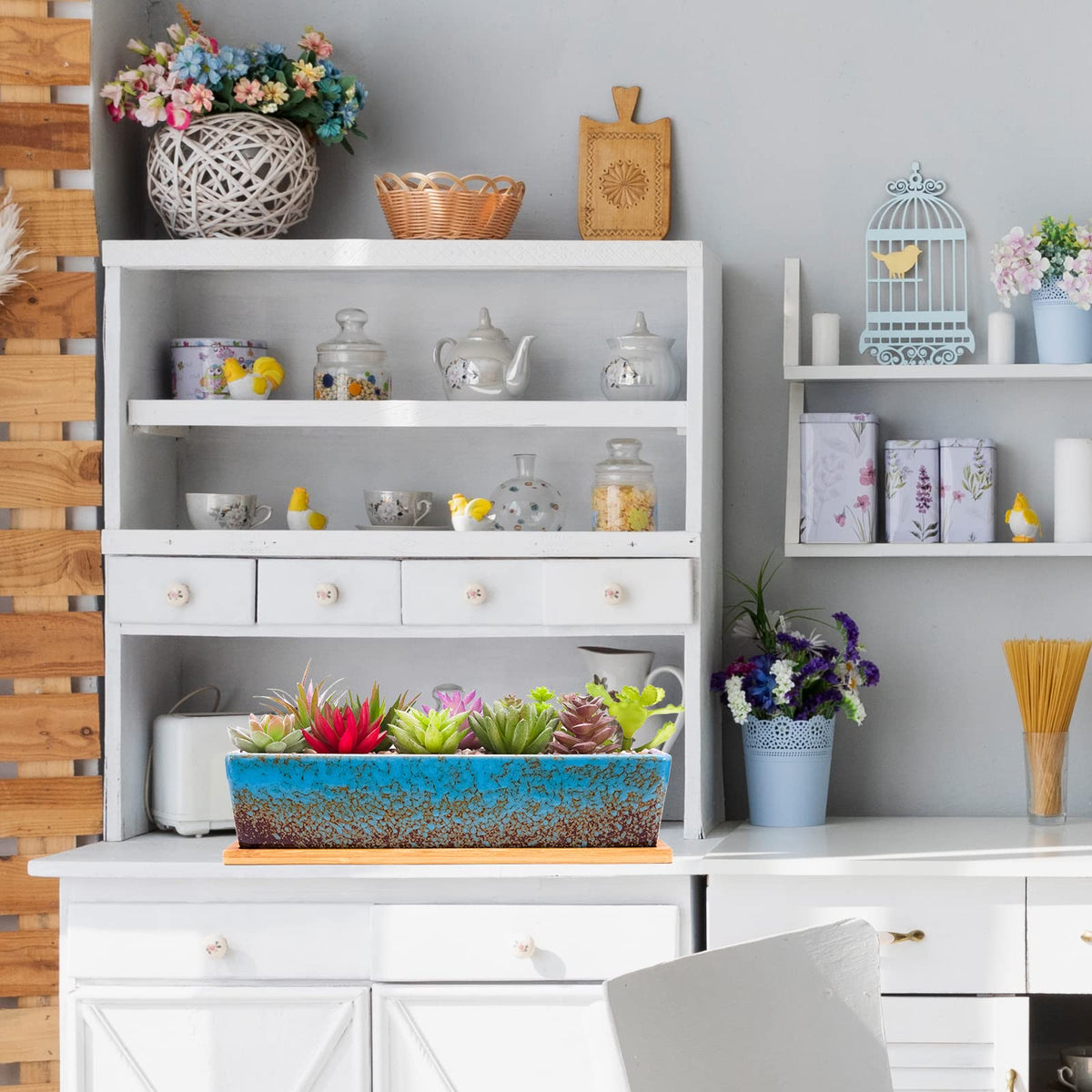 ARTKETTY succulent pots blue—gift-ready decor for plant lovers