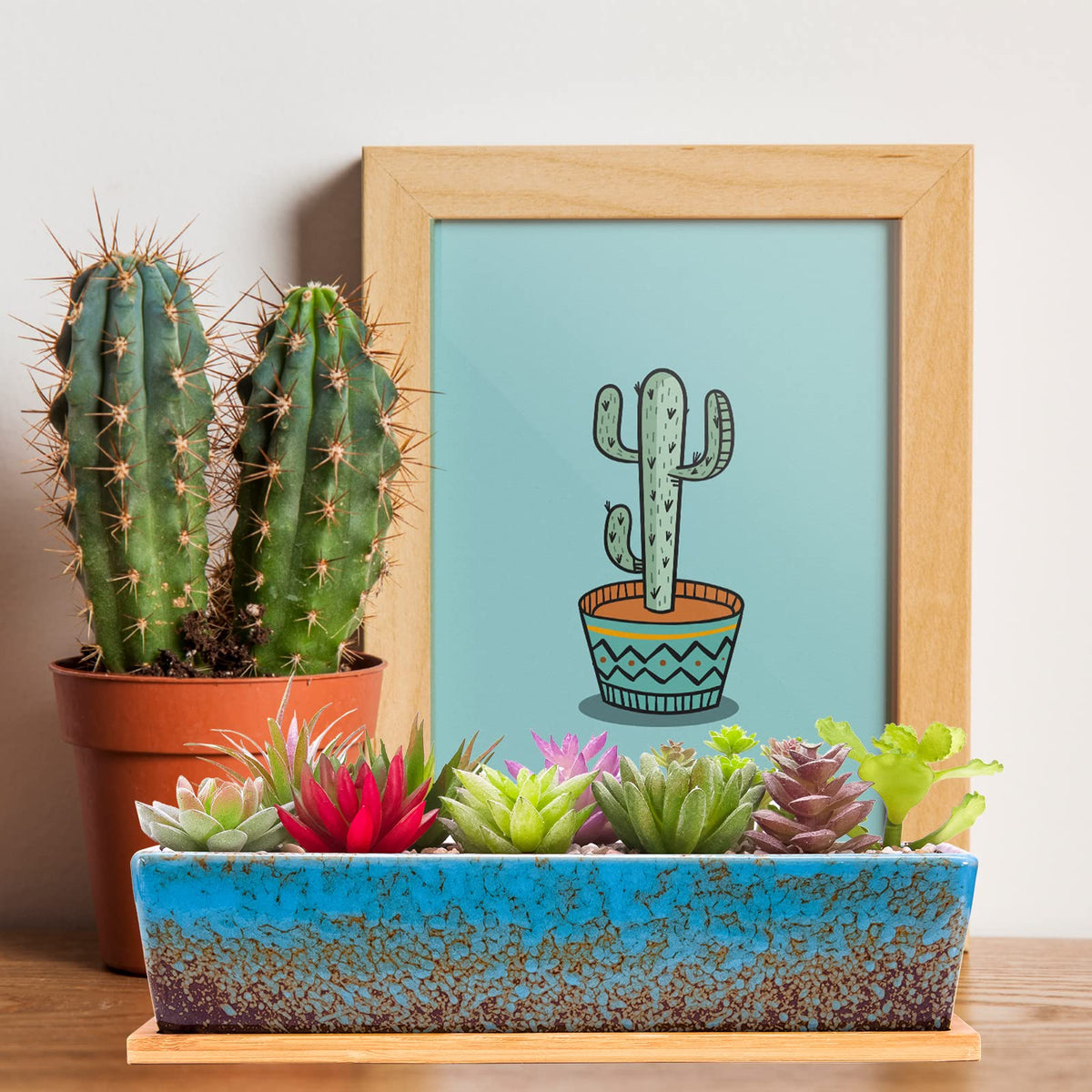ARTKETTY succulent pots blue rectangle—perfect for bonsai or herbs on a sunny sill