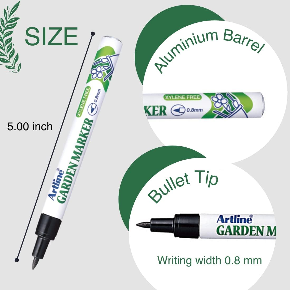 Artline Garden Markers write on wood, glass, porcelain, and metal.