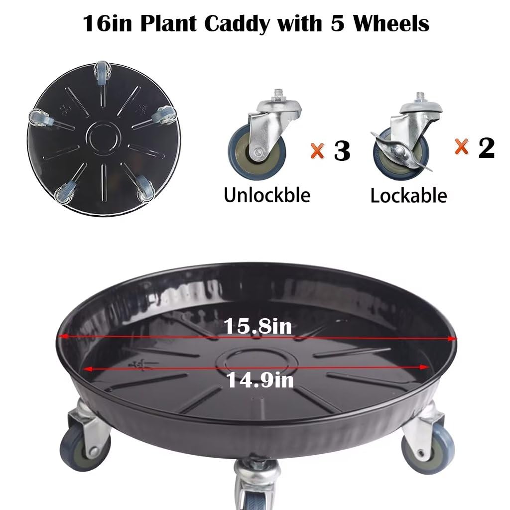 ARTLINE Round Plant Stand with lockable wheels ready for safe pot movement
