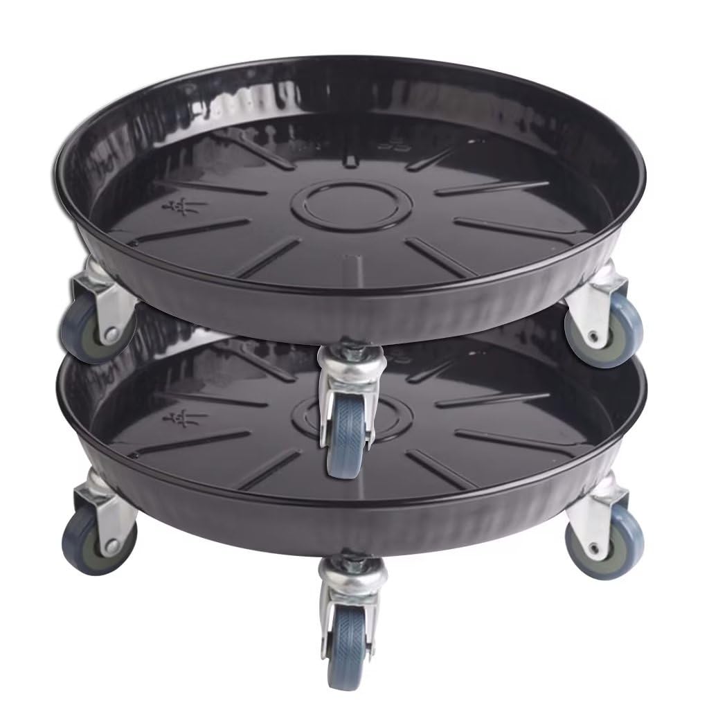 ARTLINE Round Plant Stand top view shows sturdy steel tray for secure pot transport