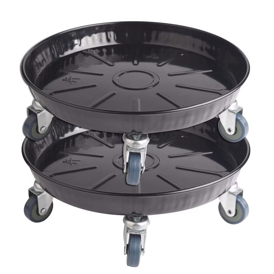 ARTLINE Round Plant Stand top view shows sturdy steel tray for secure pot transport