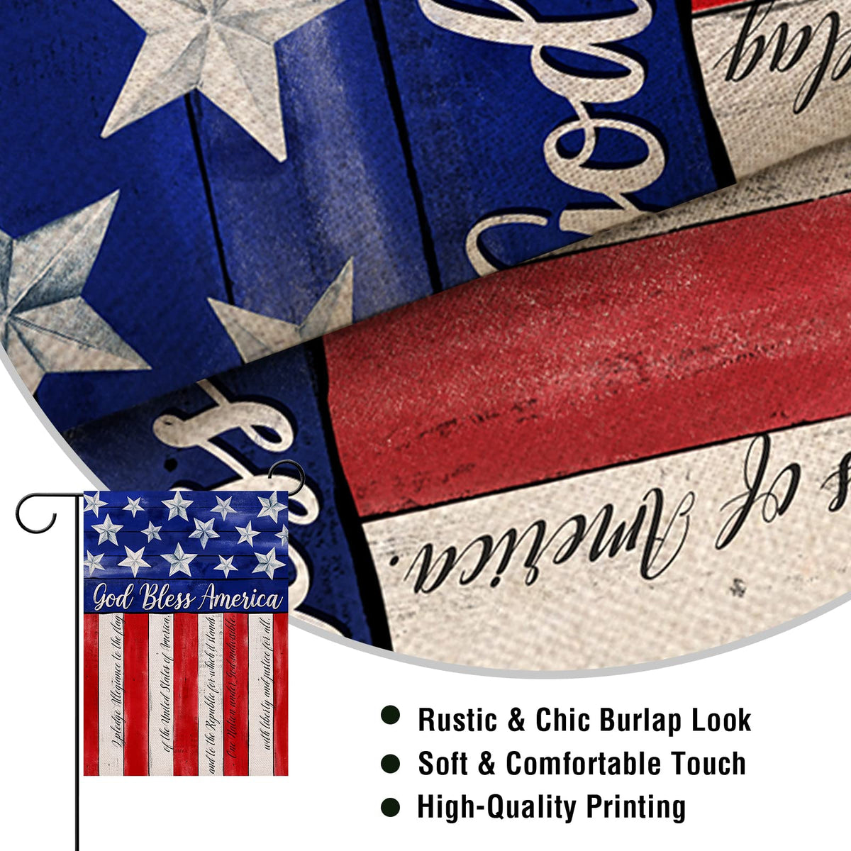 Artofy burlap texture flag; durable outdoor use with fade-resistant colors.