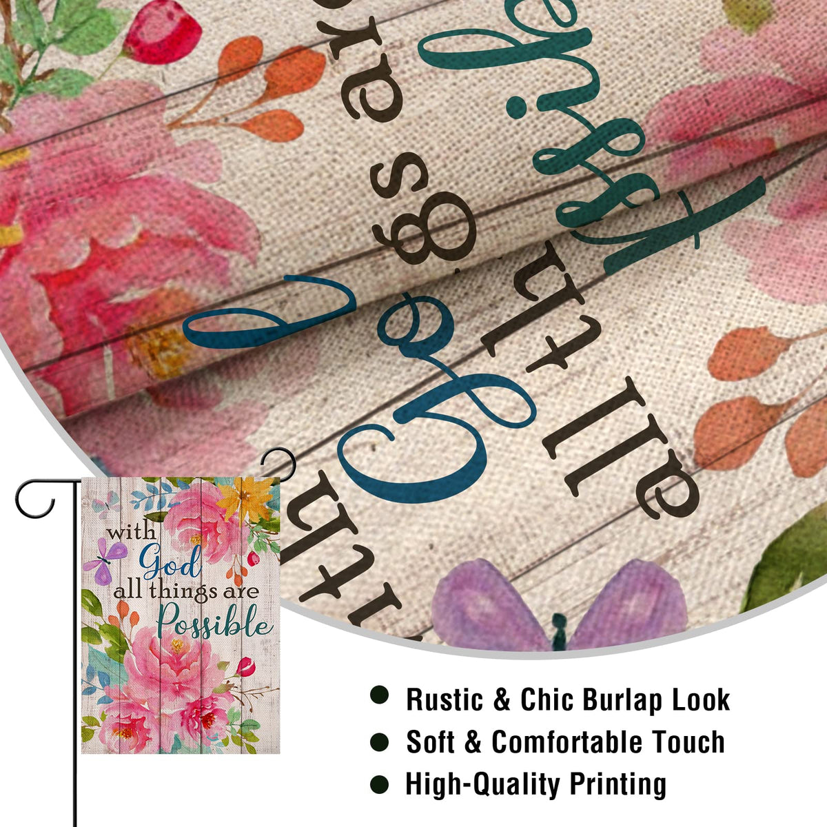 Artofy inspirational-butterfly-flag highlights seasonal charm for patio décor.