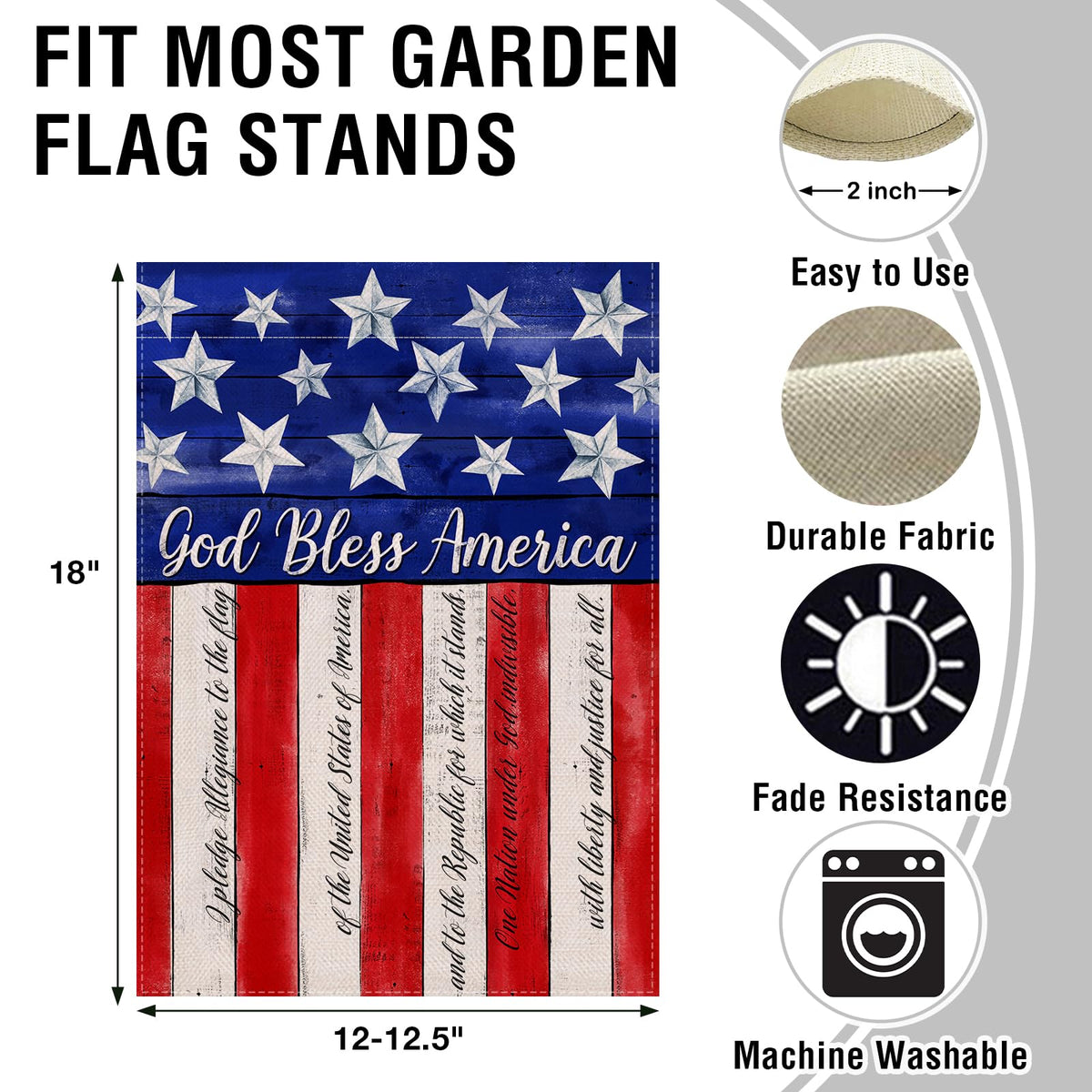 Artofy patriotic flag 12x18; double-sided colors for yard display.
