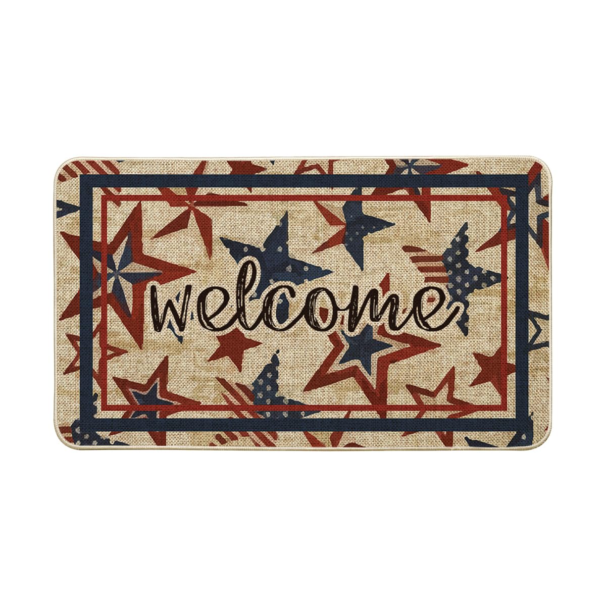 Artoid Mode America Stars welcome doormat with Memorial Day design for indoor or outdoor use