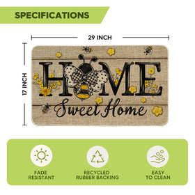 Artoid Mode Bee Daisy doormat easy to clean with hose or soap