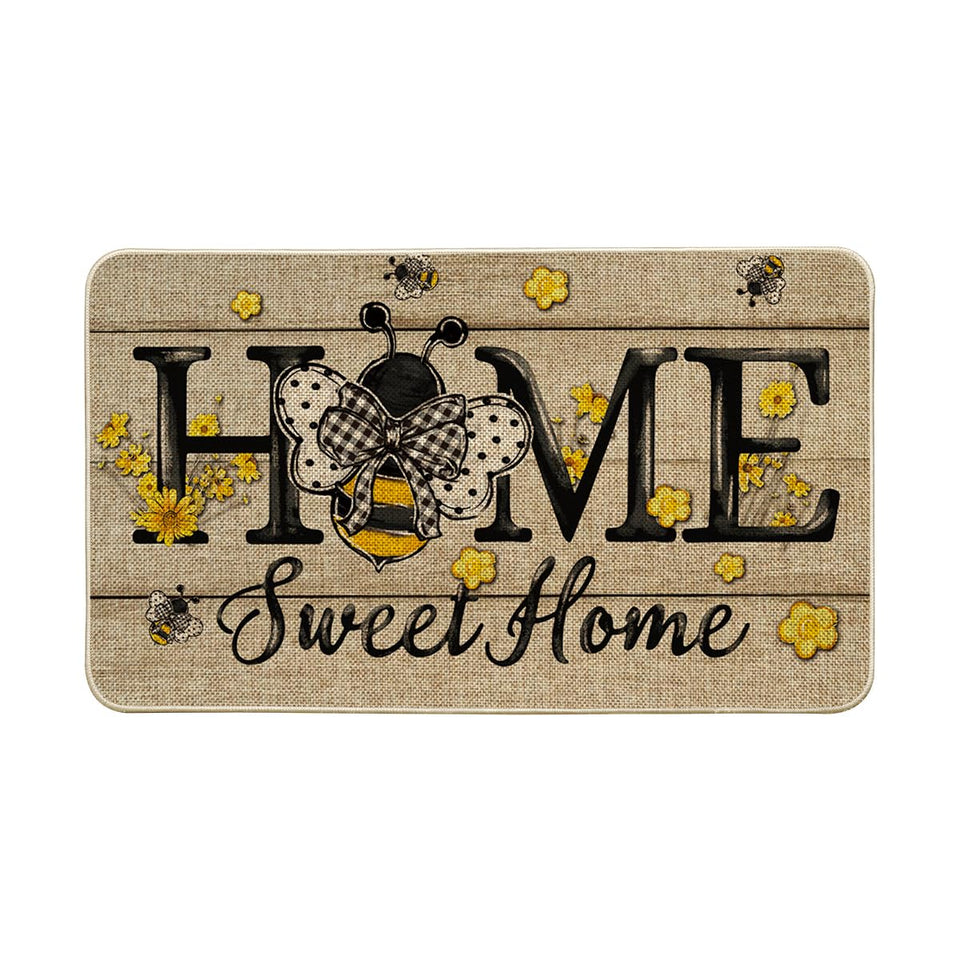 Artoid Mode Bee Daisy doormat on front porch pattern, welcoming guests outdoors