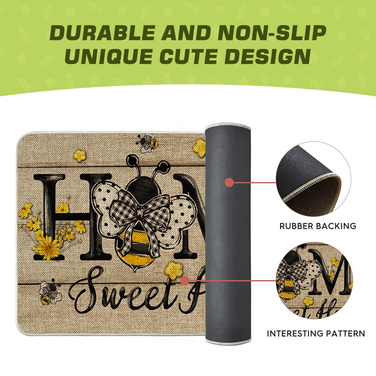 Artoid Mode Bee Daisy mat suitable for indoor and outdoor use