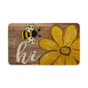 Artoid Mode Bee Daisy Hi Spring Doormat on patio with welcoming design and seasonal flair