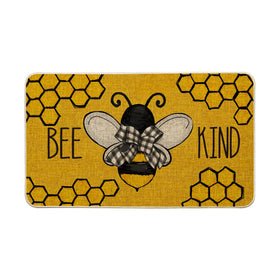 Artoid Mode Bee Kind Bow Tie Yellow Spring Doormat greets guests with seasonal charm and durable texture.