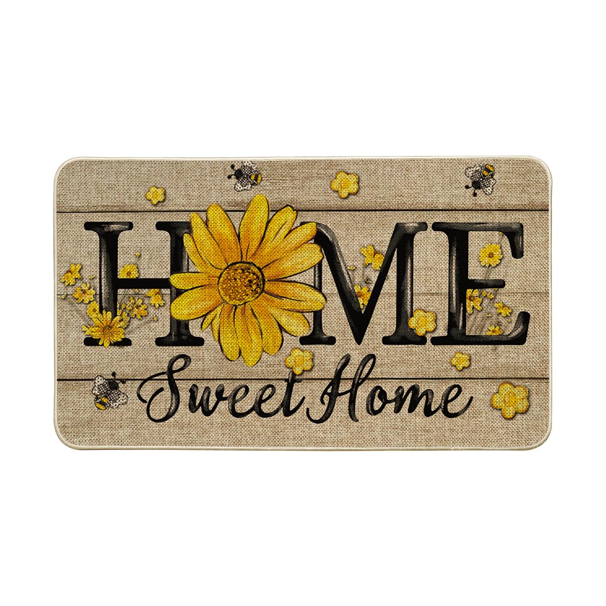 Artoid Mode Bee Sunflower Daisy doormat at entry for seasonal welcome.