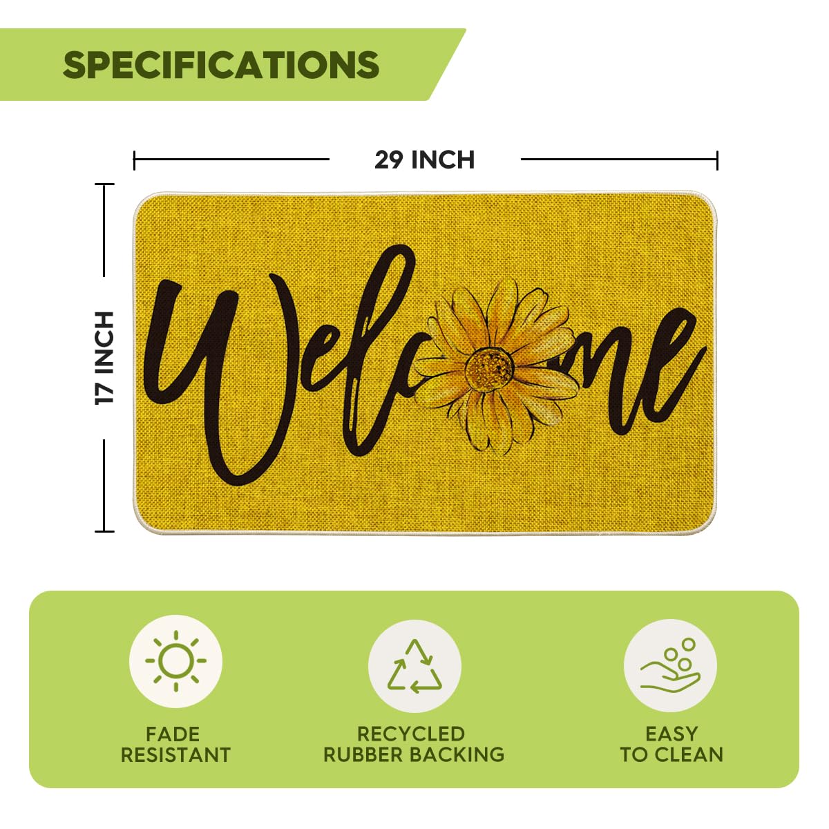 Artoid Mode durable rubber polyester door mat sunflower