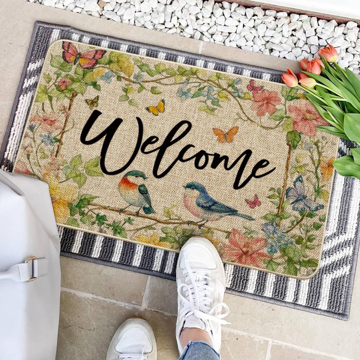 Artoid Mode doormat displaying non-slip backing for secure placement.