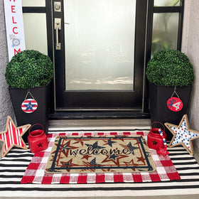 Artoid Mode patriotic stars mat enhances curb appeal and handles outdoor wear
