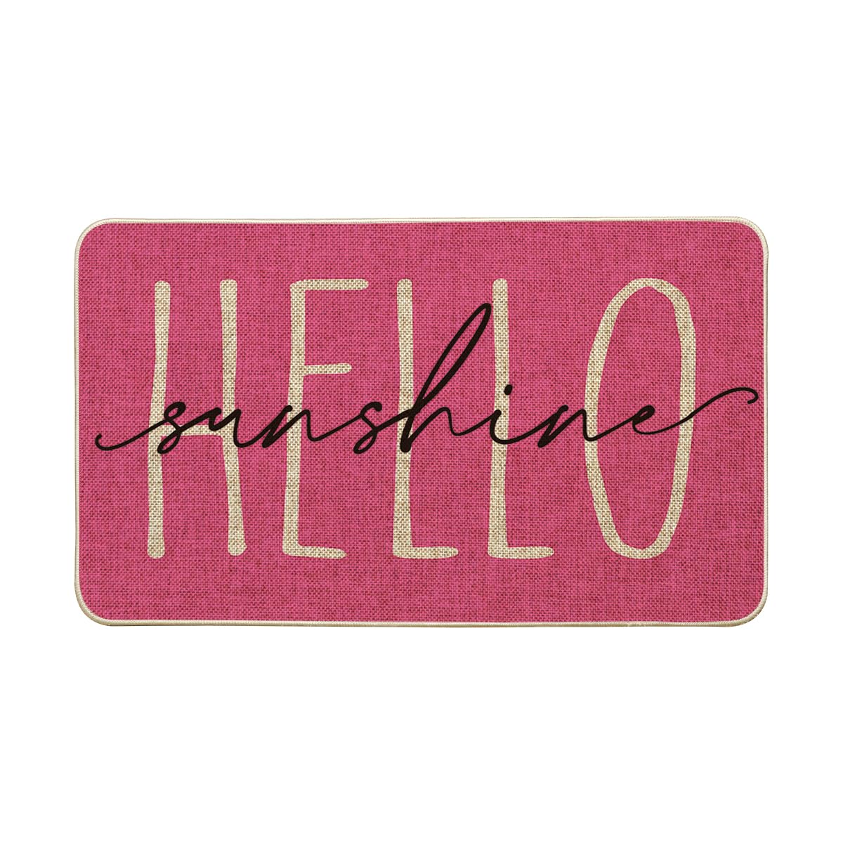 Artoid Mode Pink Hello Sunshine doormat front view inviting entryways with seasonal charm