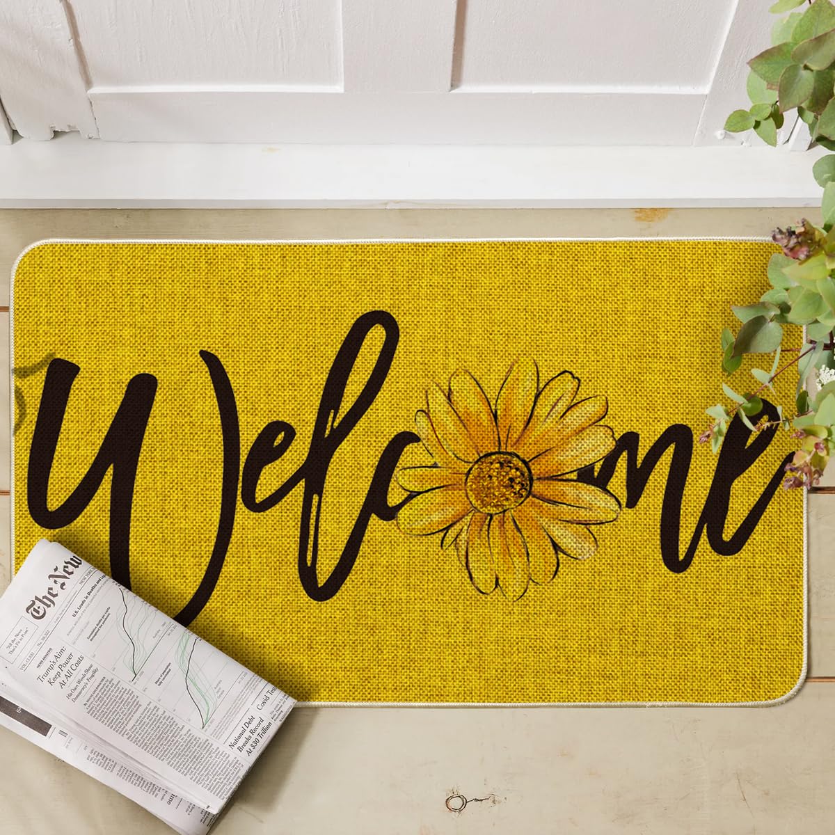 Artoid Mode sunflower design entryway rug 17x29 inches