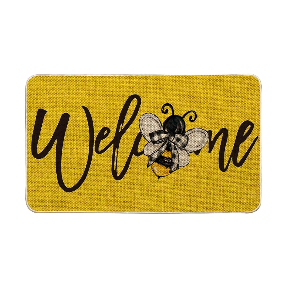Artoid Mode Yellow Bee Welcome Spring doormat greets guests with seasonal charm