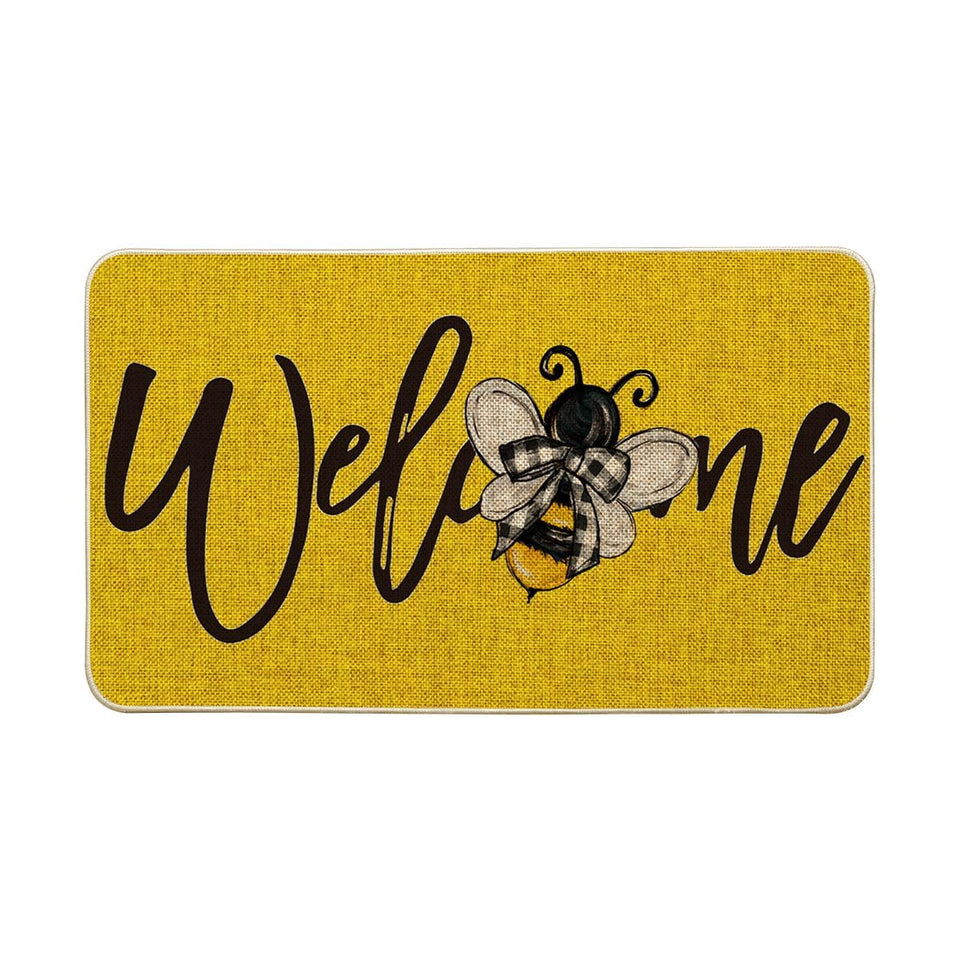 Artoid Mode Yellow Bee Welcome Spring doormat greets guests with seasonal charm
