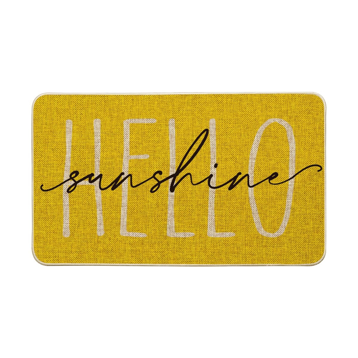 Artoid Mode Yellow Hello Sunshine doormat front view enhances curb appeal and quick cleanups.