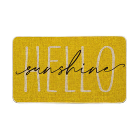 Artoid Mode Yellow Hello Sunshine doormat front view enhances curb appeal and quick cleanups.