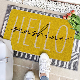 Artoid Mode Yellow Hello Sunshine doormat outdoor usage fits porch and balcony for daily use.