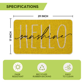 Artoid Mode Yellow Hello Sunshine doormat welcome design greets guests with sunny mood.