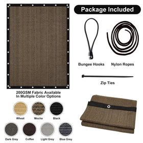 Artpuch mocha shade fabric adds warm tone to patios and decks.