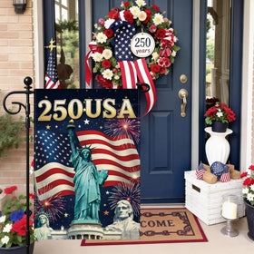 Artscope Burlap-texture garden flag adds rustic charm to yard.