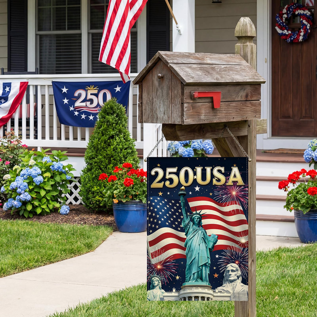 Artscope Statue of Liberty-inspired flag ideal for Independence Day decor.