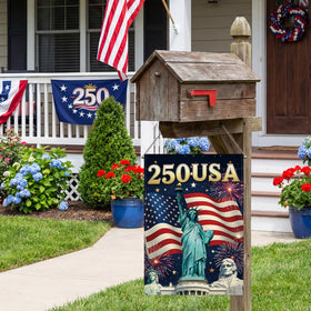 Artscope Statue of Liberty-inspired flag ideal for Independence Day decor.