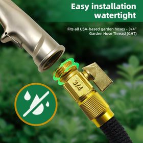 ARXIVE garden hose nozzle with hands-free lock for continuous flow.
