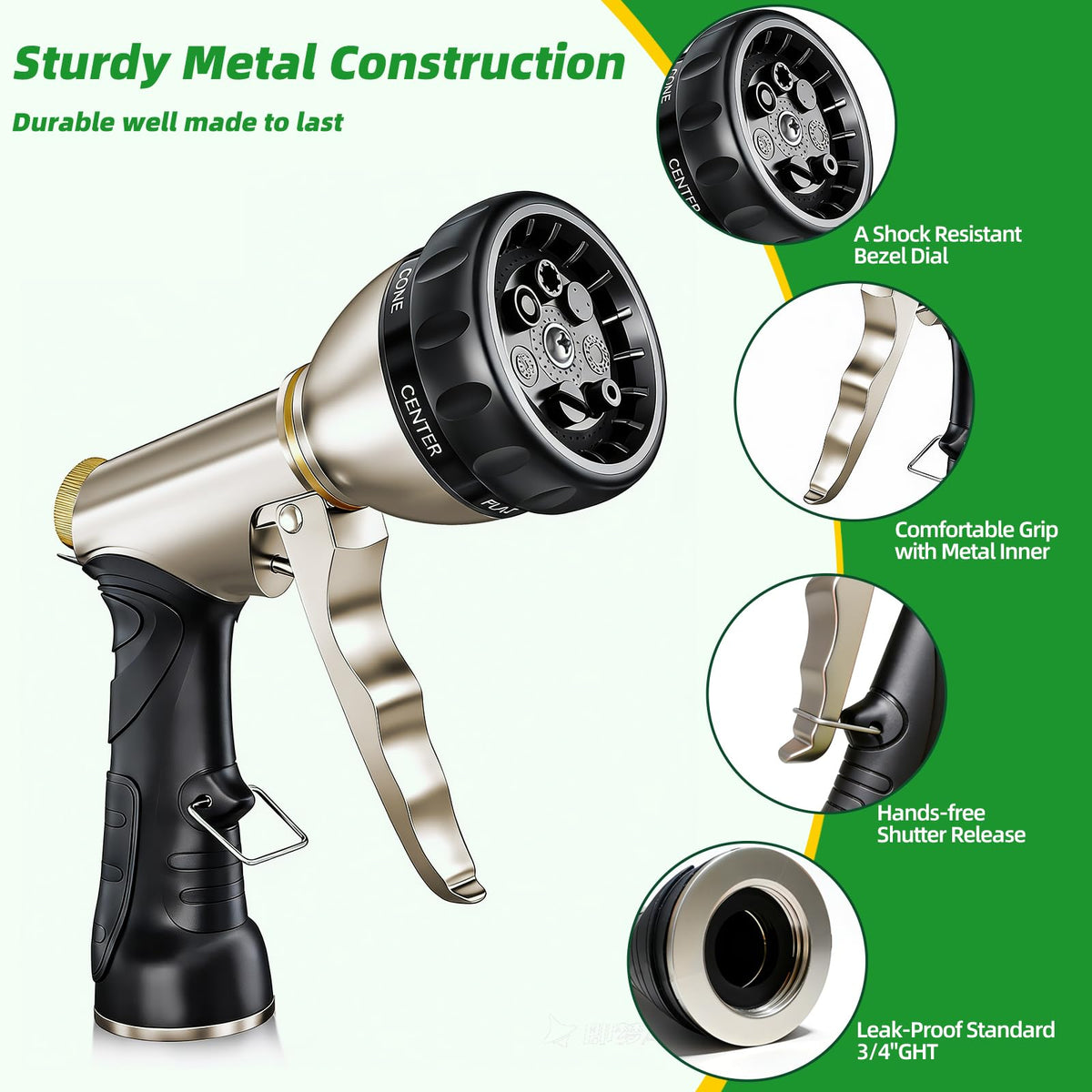 ARXIVE nozzle close-up shows leak-proof seal for drip-free performance.