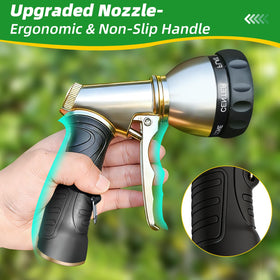 ARXIVE nozzle displaying seven spray patterns for versatile garden tasks.