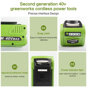 ARyee 40V battery compatible with GreenWorks tools, wide model support