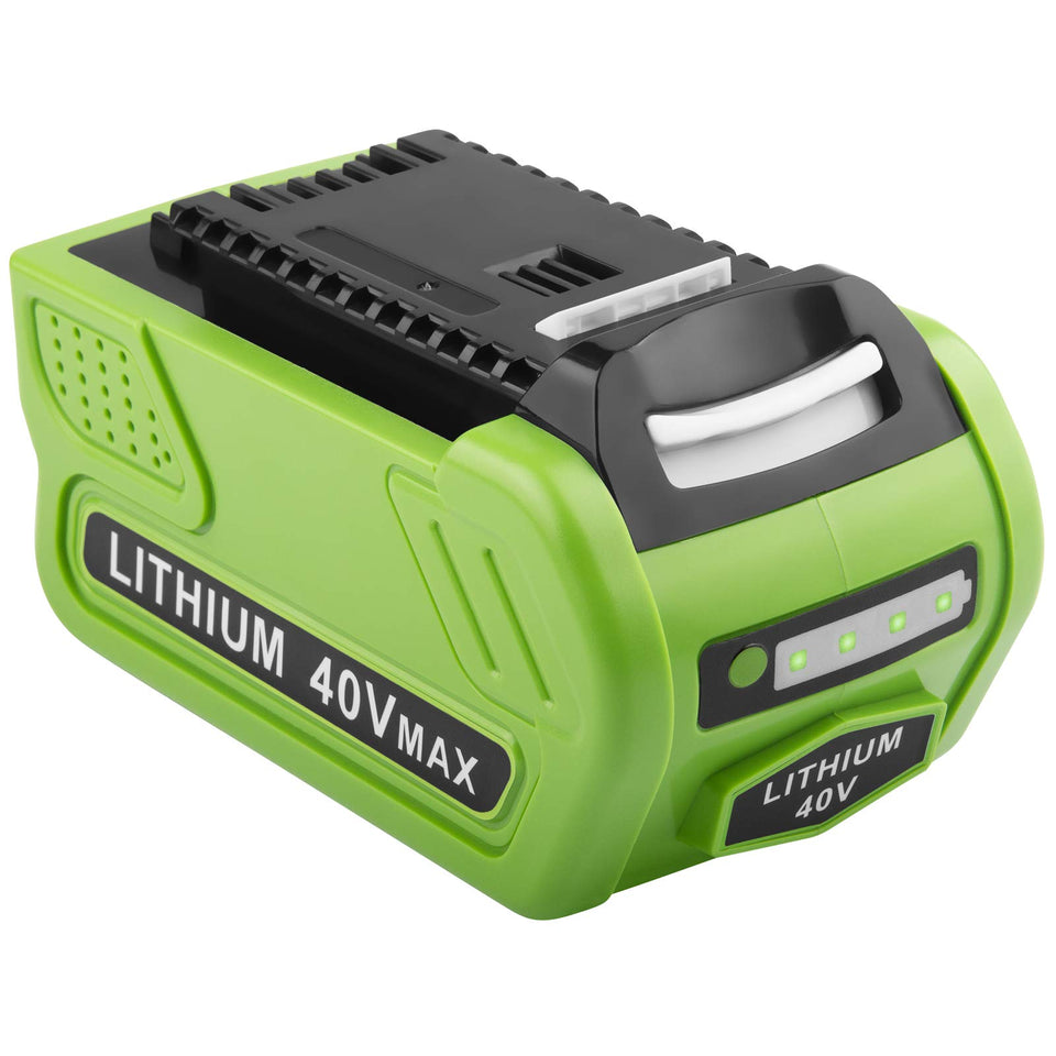 ARyee 40V battery for GreenWorks 29472, top view, high-capacity replacement for longer runtime