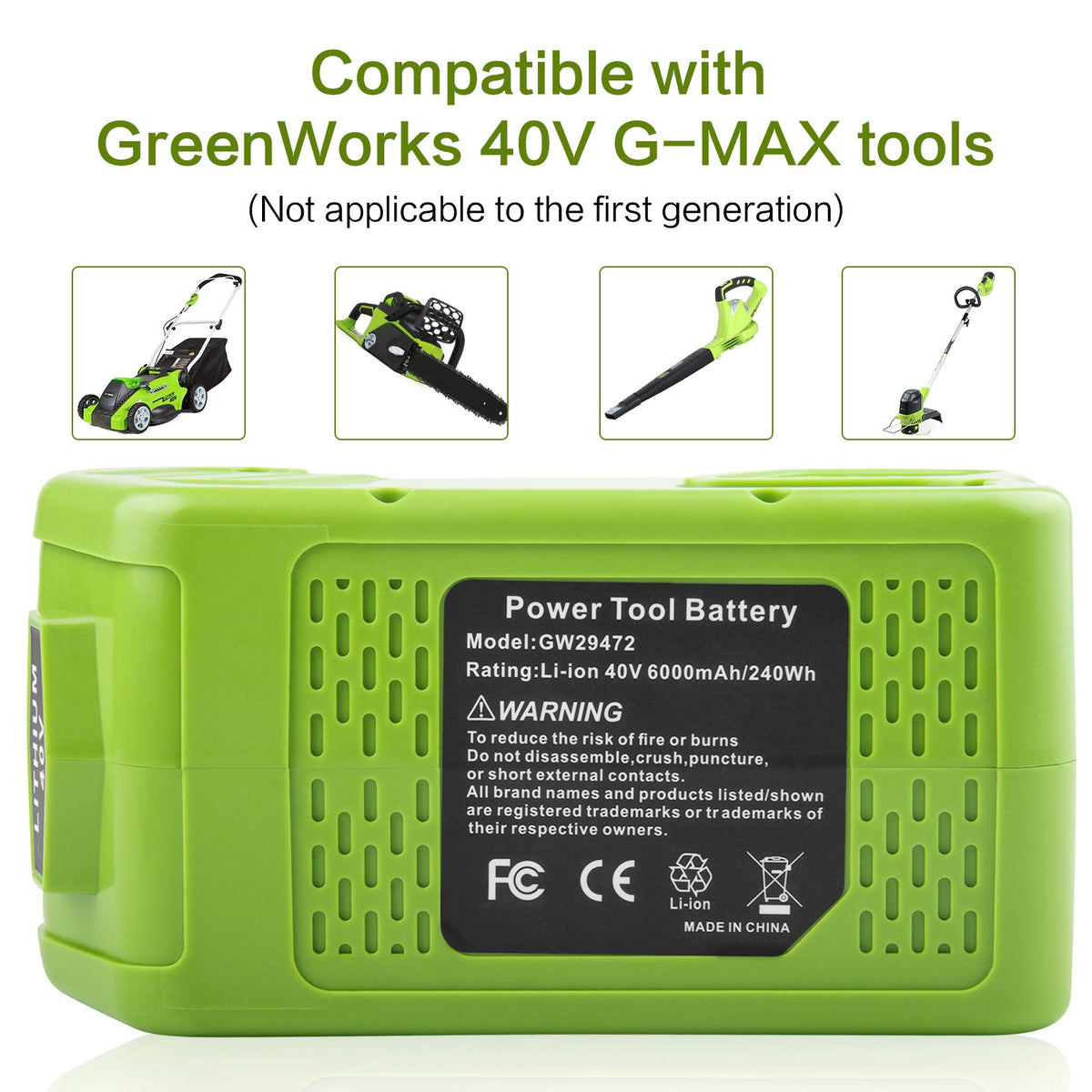 ARyee 40V battery packaging included, ready to install