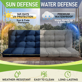 AS AWESLING blue swing cushion side with tie straps for secure attachment