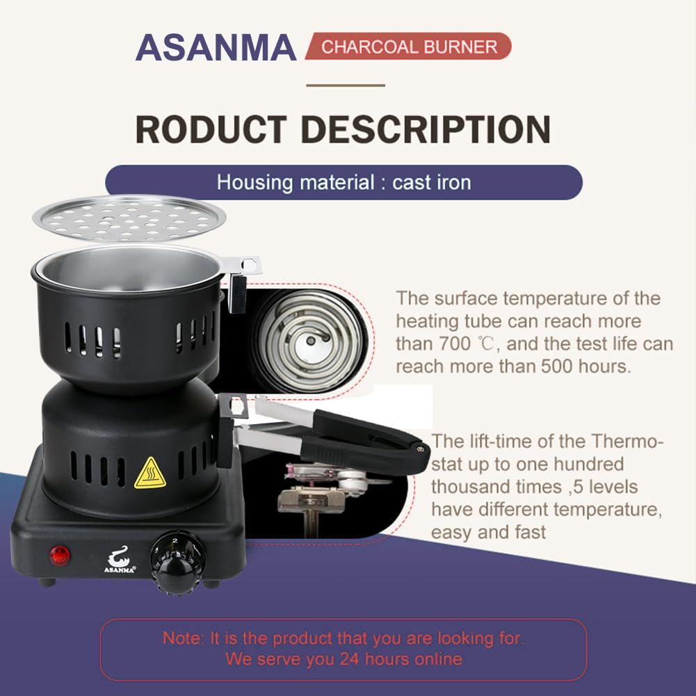 ASANMA charcoal starter with 4.9 ft cord for flexible placement