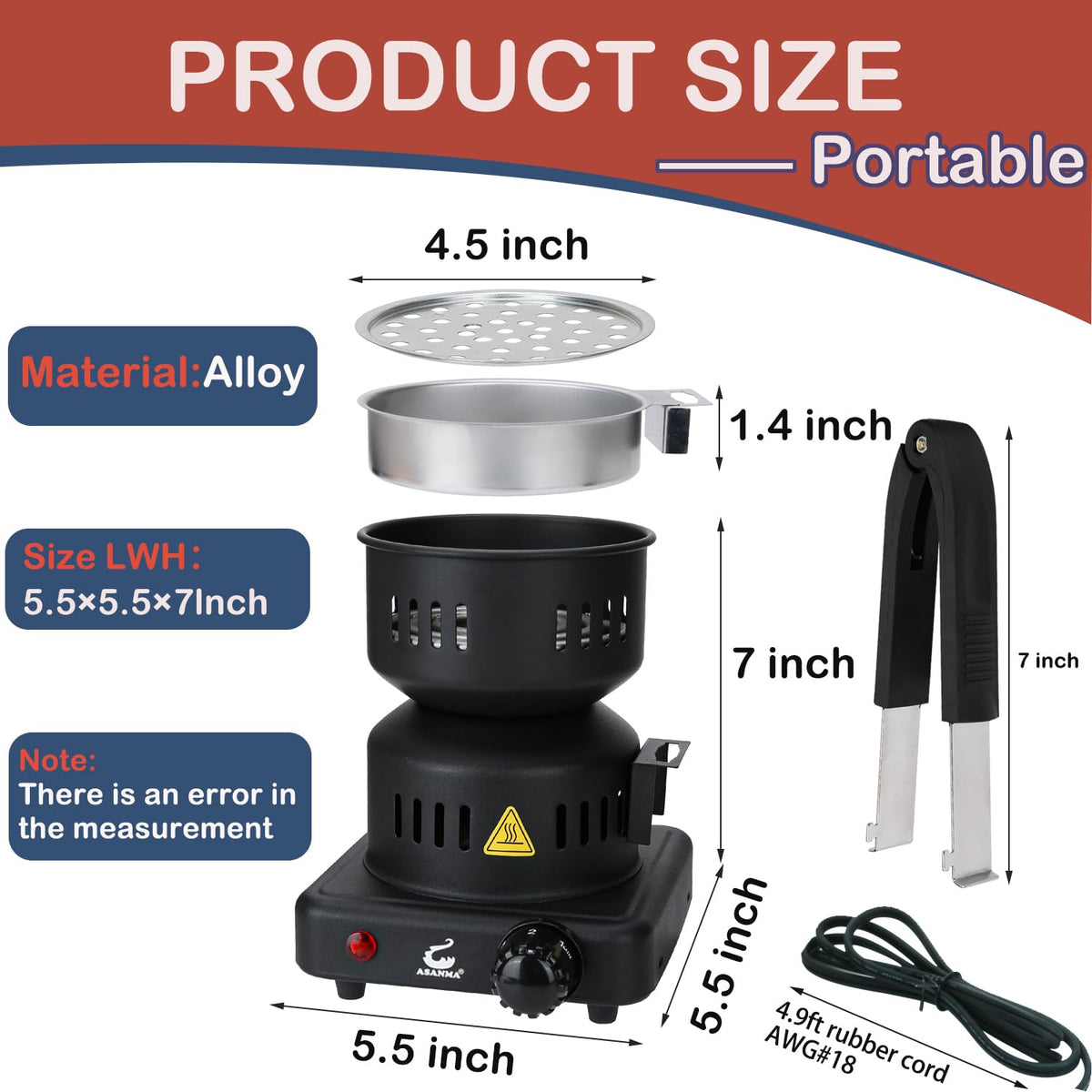 ASANMA stainless steel coal burner showing durable construction and rust resistance