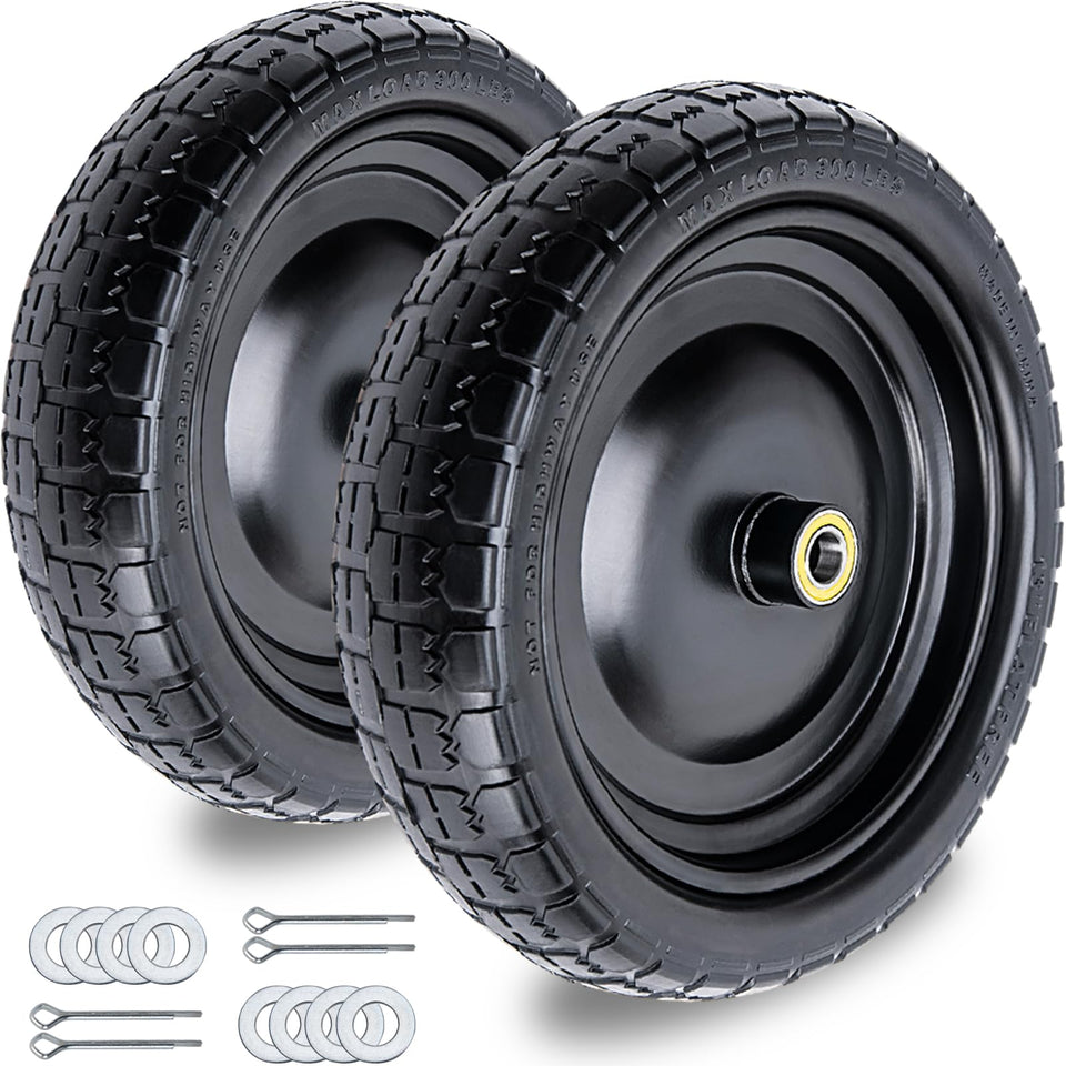 ASDFGHT 13-inch flat-free tire package for carts with puncture-proof design.