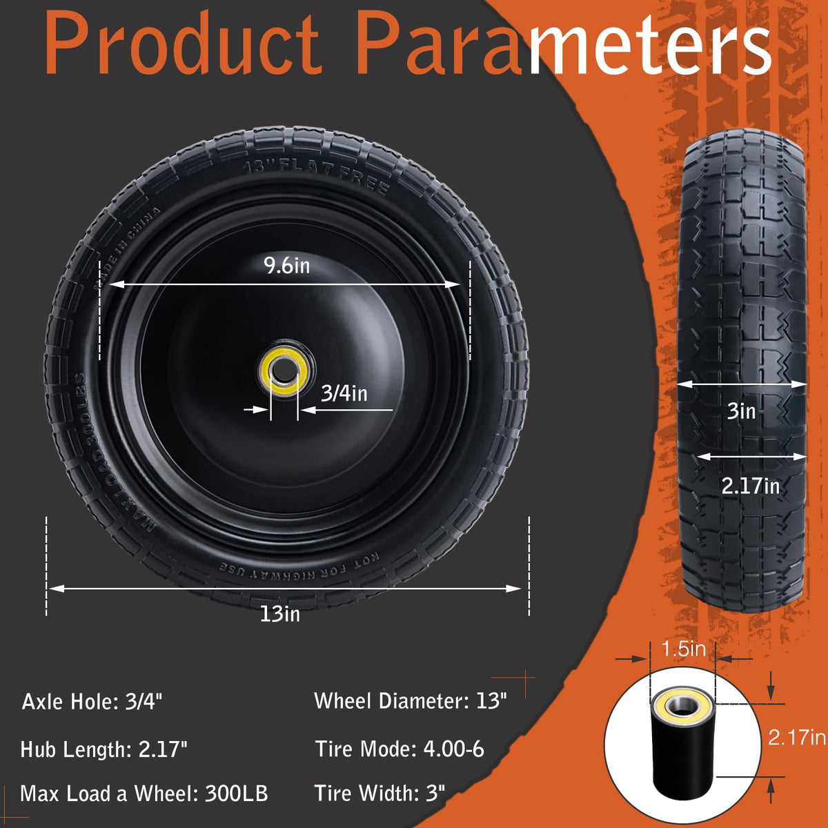 ASDFGHT 2-pack Gorilla Cart replacement tires for easy swaps.