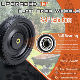 ASDFGHT solid polyurethane core enhances tire durability for outdoor work.