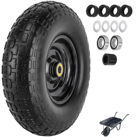 ASDFGHT flat-free tire 13x3.5in enhances wheelbarrow stability on uneven terrain