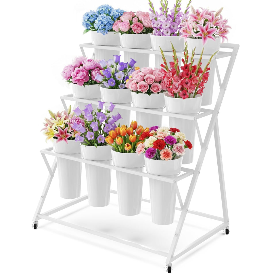 Asee'm Flower Display Stand 3-layer showcases blooms with vertical space efficiency