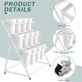 Asee'm heavy-duty triangular frame supports a large bloom capacity