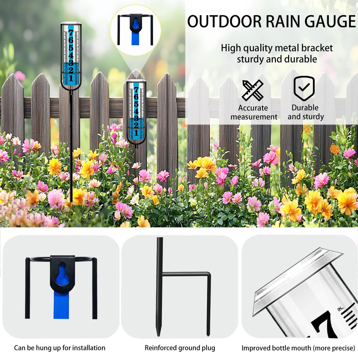Asenron rain gauge installation in garden shows easy setup and secure mounting.