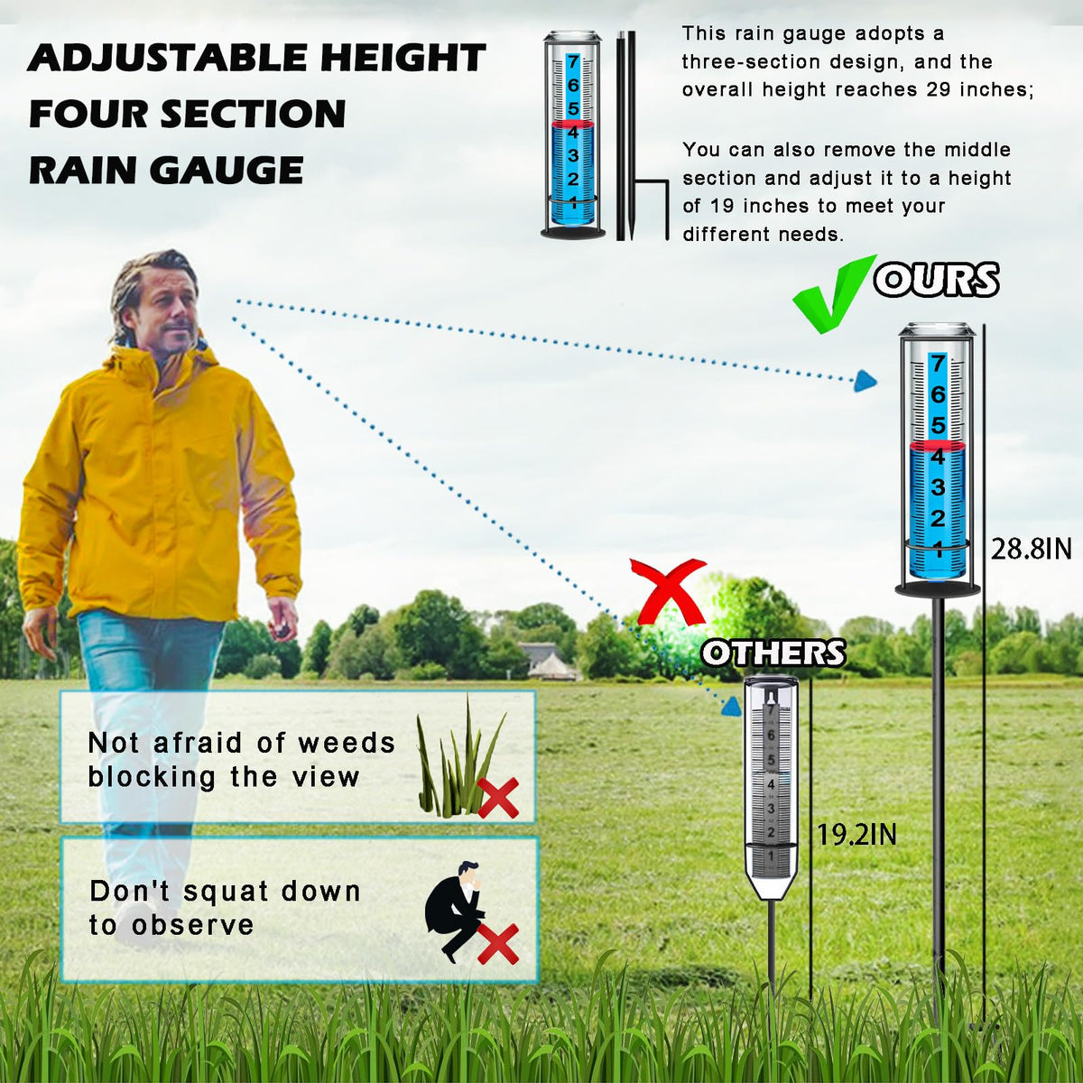 Asenron rain gauge outdoor displays durable materials for long garden use.