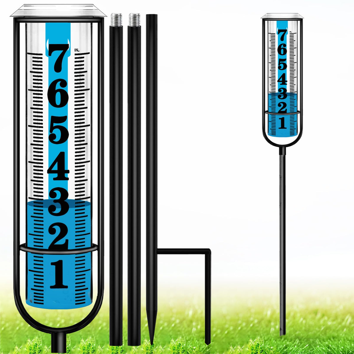 Asenron rain gauge outdoor full assembly demonstrates stable four-section height for flexible placement.