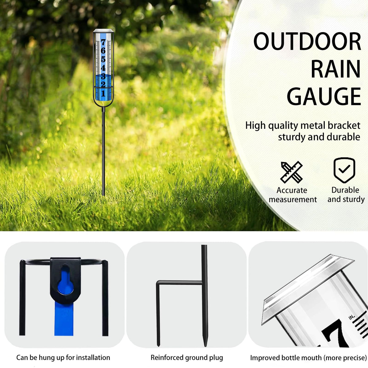 Asenron Rain Gauge Outdoor large readings help accurate garden planning.